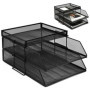 Organisateur de Bureau Métal 2 Niveaux - Rangement Pratique pour Documents A4
