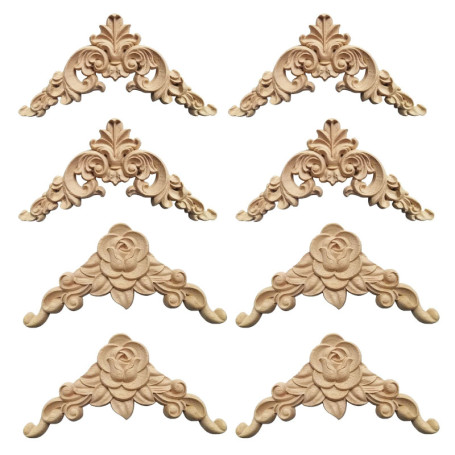 Lot de 8 ornements en bois sculpté pour décorer vos meubles