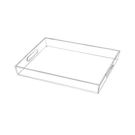 Plateau de Service Transparent en Acrylique avec Poignées - 30 x 40 cm