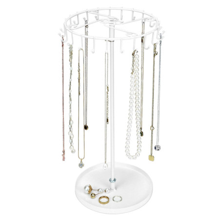 Présentoir à Bijoux Rotatif QWORK avec 23 Crochets - Blanc