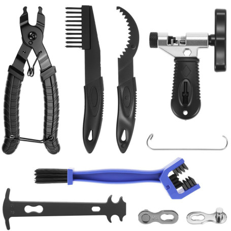 Kit de Réparation pour Chaîne de Vélo QWORK avec Outil et Brosse