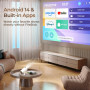 Vidéoprojecteur avec Wi-FI 6 & Bluetooth 5.4, Apps intégrées Supporte 1080P 4K Full HD Mini Video Projecteur, Android 14, Auto K