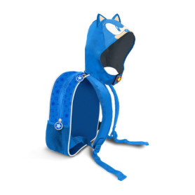 Sac à Dos Sonic Classic avec Capuche Transformable - Bleu 26x31 cm