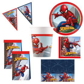 Set de Vaisselle Jetable Spiderman Crime Fighter pour Anniversaire d'Enfant - 46 Pièces