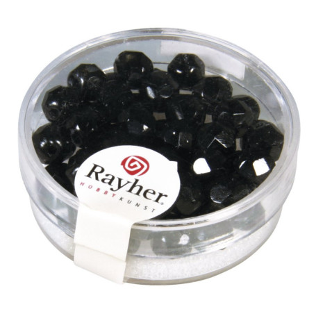 Perles en Verre Facettées Noires - 50 pièces, 6 mm pour Bijoux Créatifs