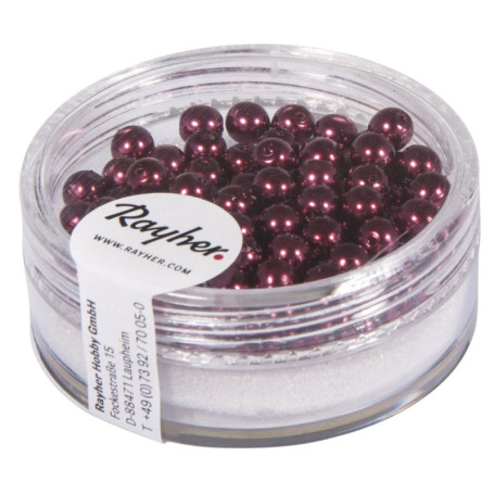 Boîte de Perles en Verre Bordeaux Rayher - 85 Pièces pour Création de Bijoux