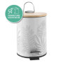 Poubelle à Pédale Amber Gris en Métal et Bambou - 3 Litres