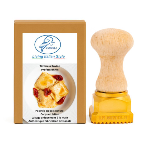 Timbre à Ravioli Carré Décoré La Gondola - Outil Artisan pour Pâtes Maison