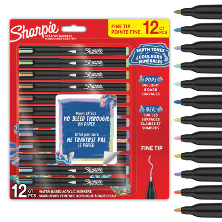Lot de 12 Marqueurs Acryliques Sharpie - Tons Terre pour Créations Artistiques