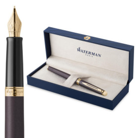 Waterman Stylo Plume Hémisphère Noir Lave - Édition Discrète avec Coffret Cadeau
