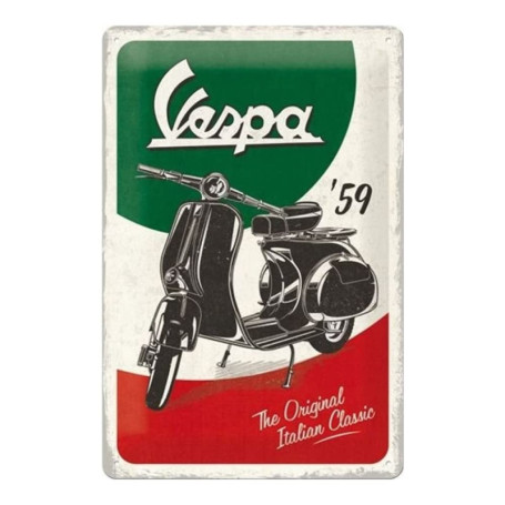 Plaque Vintage Vespa en Métal - Décoration Rétro pour Fans de Scooters