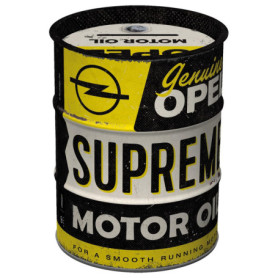 Tirelire Rétro Opel - Supreme Motor Oil en Métal, 600 ML, Idée Cadeau pour Fans
