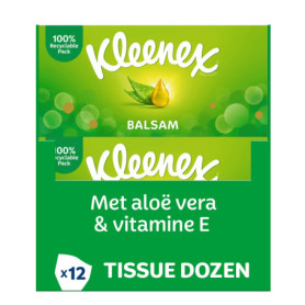 Kleenex Lot de 12 Mouchoirs Balsam avec Baume de Calendula - Protection Nez Rouge