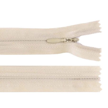 Fermeture Éclair Invisible 60 cm en Polyester - Crème - Idéale pour Vêtements et Couture