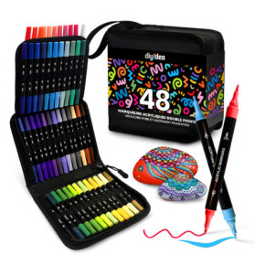 Set de 48 Marqueurs Acryliques DIYIDEA avec Double Pointe - Idéal pour Bois, Verre et Céramique