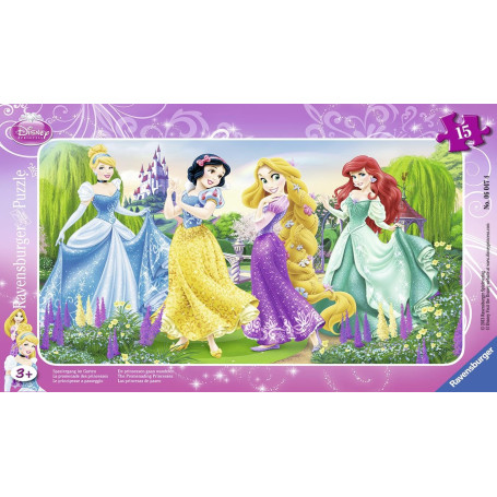 Puzzle Cadre Disney Princesses - La Promenade des Princesses - 15 pièces pour Enfants
