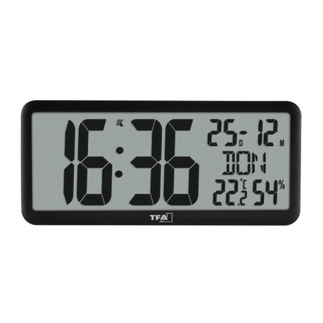 Horloge Murale Numérique XXL TFA Dostmann avec Température et Humidité