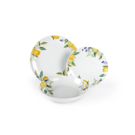 Service de Table Citron 18 Pièces en Porcelaine Excelsa