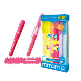 Mitama - Set de 6 Surligneurs Effaçables Mini Magic Colors en Pet Box