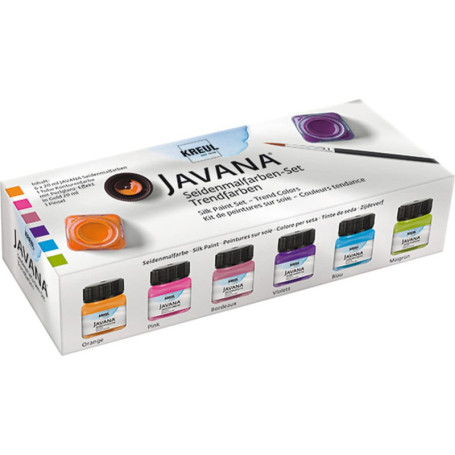 Set de Peintures sur Soie KREUL Javana - 6 Couleurs Brillantes en 20 ml