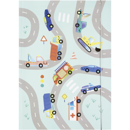 Chemise à rabats A3 Folia Vehicles - Dossier de dessin coloré avec élastique