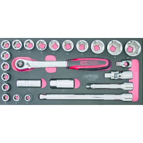 Module de Douilles KS Tools 1/2'' - 24 Pièces ULTIMATE® avec Mousse Imputrescible