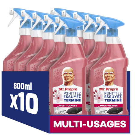 Mr. Propre Spray Multi-Usages Fleurs de Cerisier 800ml x10 - Élimine 99.9% des Bactéries