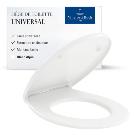Siège de WC Ovale Villeroy & Boch - Abattant Blanc Brillant avec Fermeture Douce