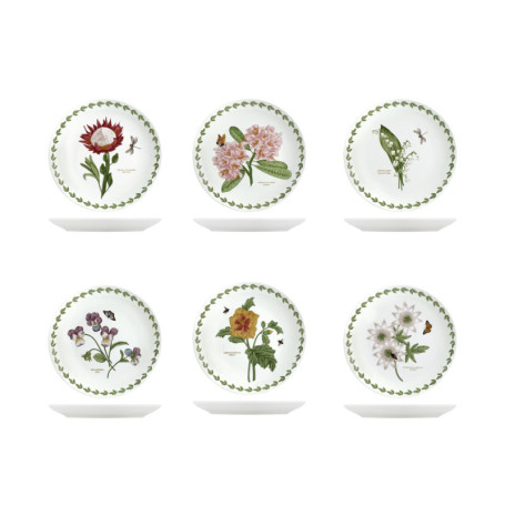 H&H Set de 6 Assiettes à Dessert en Porcelaine Multicolore - 21 cm