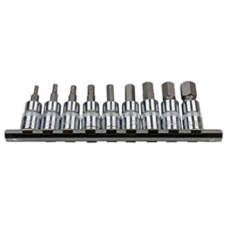 US PRO Lot de 9 Douilles Hexagonales 3/8" SAE - Argenté