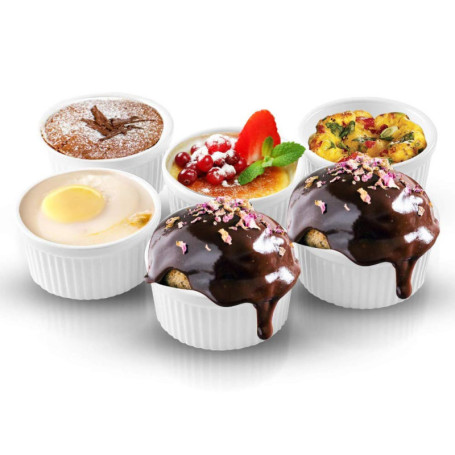 Lot de 6 ramequins en porcelaine pour soufflé et desserts