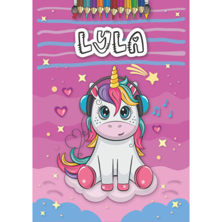 Livre de coloriage personnalisé pour Lyla - Thème Licorne
