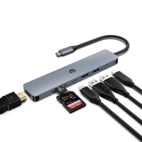 Station d'accueil USB C 7 en 1 avec HDMI 4K et PD 100W