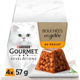 GOURMET Revelations Bouchées en Gelée au Poulet pour Chats Adultes - 4 x 57 g