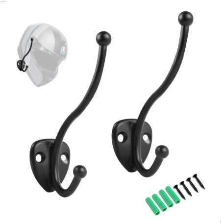 Support Mural pour Casque de Moto - 2 Pièces Noir
