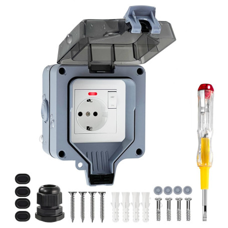 Prise Extérieure Étanche IP66 avec Interrupteur et Voyant Lumineux - Vonsera