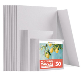 Lot de 30 Toiles à Peindre Zenacolor - 100% Coton, 280 g/m², Idéal Acrylique et Huile