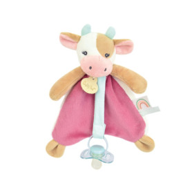 Doudou Attache-Sucette Pistache la Vache - Compagnon Doux pour Bébé