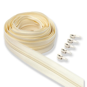 Fermeture Éclair Crème de 5 Mètres avec 15 Curseurs Métalliques - IPEA