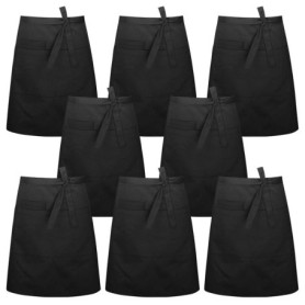 Tablier de Cuisine Noir Unisexe avec 3 Poches - Idéal pour Chefs et Serveurs