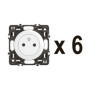 Prise Électrique Murale Céliane Legrand - Lot de 6 avec Socle Rétractable - Blanc