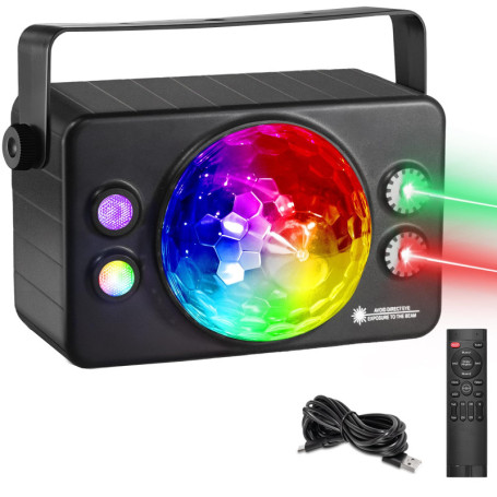 Boule Disco 5 en 1 avec Télécommande - Lumière Stroboscopique LED Multicolore