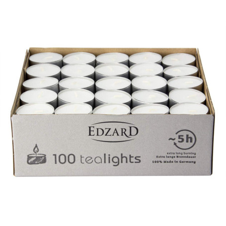 Lot de 100 Bougies Chauffe-Plat Blanches EDZARD - Inodores et Écologiques