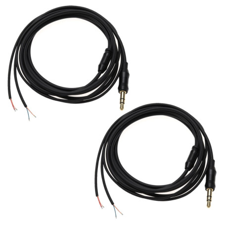 Lot de 2 câbles de réparation pour casque 3,5 mm - Connecteurs audio TPE Noir