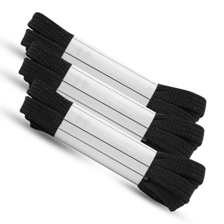 Pack de 3 Lacets Plats Noirs pour Baskets et Bottes - 120 cm