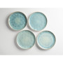 MÄSER Frozen - Lot de 4 Assiettes Plates en Céramique Turquoise au Look Vintage
