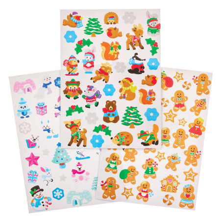 Pack de 12 Mini Feuilles d'Autocollants de Noël - Baker Ross