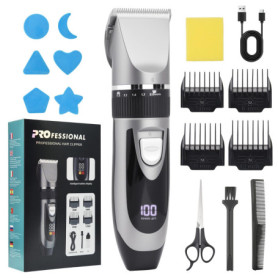 Kit Tondeuse Barbe et Cheveux OTraki avec Écran LED et 4 Peignes de Guidage