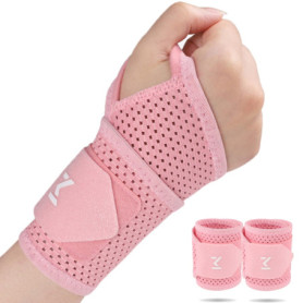 Lot de 2 bandages de poignet réglables Jorun - Rose, doux et respirants