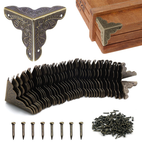 Coins de Protection Vintage en Métal - 40 Pièces Style Antique Bronze